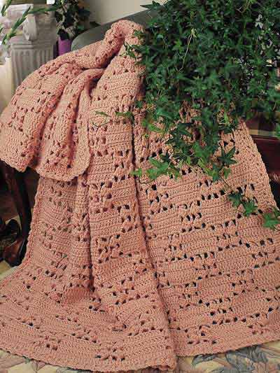 Lacy Jiffy Knit Afghan Crochet Pattern No 4626