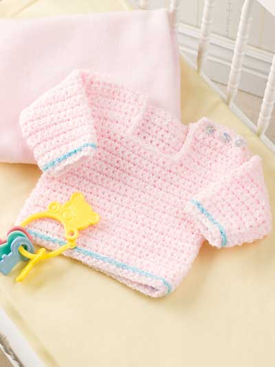 Pretty in Pink Baby Sweater Crochet Pattern